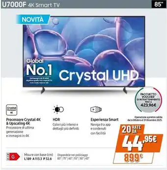 SAMSUNG U7000F 4K Smart TV 85"