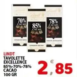 Premium Supermercati Lindt tavolette excellence 85%-70%-78% cacao offerta