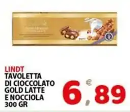 Premium Supermercati Lindt tavoletta di cioccolato gold latte e nocciola offerta