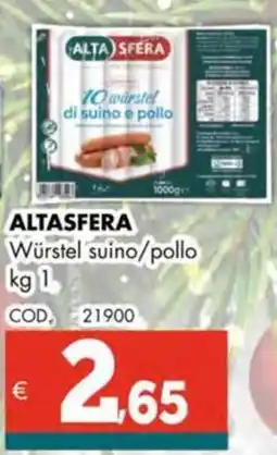 Altasfera ALTASFERA Würstel suino/pollo offerta