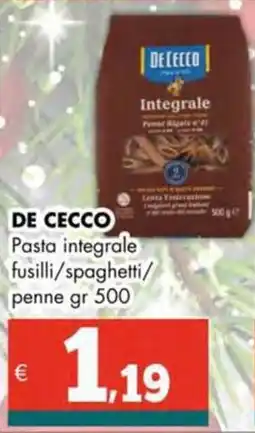 Altasfera DE CECCO Pasta integrale fusilli/spaghetti/ penne offerta