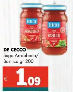 Altasfera DE CECCO Sugo Arrabbiata/ Basilico offerta