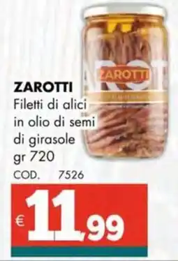Altasfera ZAROTTI Filetti di alici in olio di semi di girasole offerta