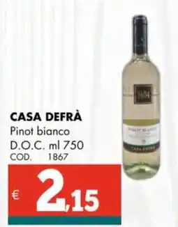 Altasfera CASA DEFRÀ Pinot bianco D.O.C. offerta