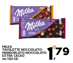 Extra Supermercati Milka tavolette nocciolato/ mandorlato/nocciolato extra cacao offerta