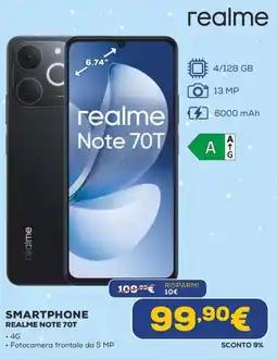 Euronics Smartphone REALME NOTE 70T offerta