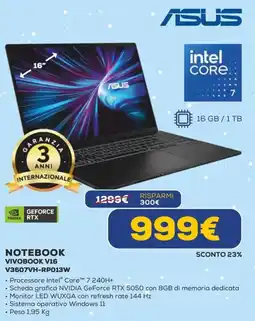 Euronics ASUS VIVOBOOK V16 V3607VH-RP013W offerta