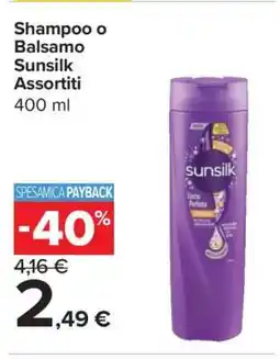 Carrefour Shampoo o Balsamo Sunsilk Assortiti offerta