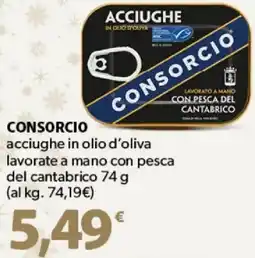 Supermercati Dok CONSORCIO acciughe in olio d'oliva lavorate a mano con pesca del cantabrico offerta