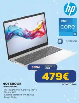 Euronics hp NOTEBOOK 15-FD0098NL offerta