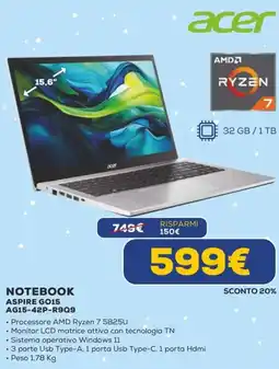 Euronics acer NOTEBOOK ASPIRE GO15 AG15-42P-R9Q9 offerta