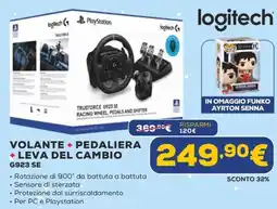 Euronics logitech VOLANTE + PEDALIERA + LEVA DEL CAMBIO G923 SE offerta