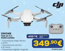 Euronics Dji drone mini 4k fly more combo offerta