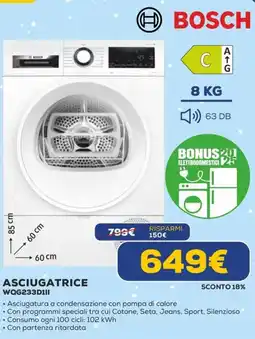 Euronics BOSCH ASCIUGATRICE WQG233D111 offerta
