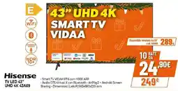 Ipercoop Hisense TV LED 43" UHD 4K 43A69 offerta