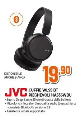 Ipercoop JVC CUFFIE WLSS BT PIEGHEVOLI HAS36WBU offerta