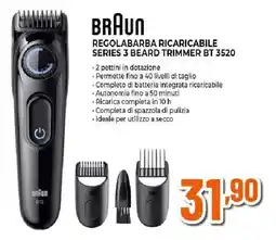 Ipercoop BRAUN REGOLABARBA RICARICABILE SERIES 3 BEARD TRIMMER BT 3520 offerta