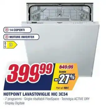 Trony Hotpoint Lavastoviglie HIC 3C34 offerta