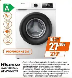 Extracoop Hisense LAVATRICE SLIM WFQP701219VM offerta
