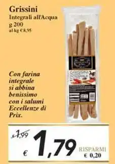 Prix Quality Grissini Integrali all'Acqua offerta