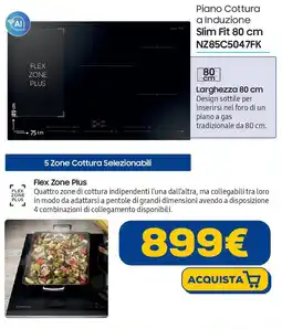 Euronics SAMSUNG Piano Cottura a Induzione Slim Fit 80 cm NZ85C5047F0K offerta