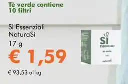 NaturaSì Tè verde contiene 10 filtri Sì Essenziali NaturaSi offerta