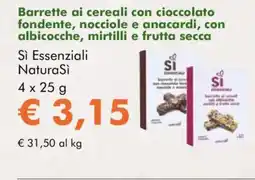 NaturaSì Barrette ai cereali con cioccolato fondente, nocciole e anacardi, con albicocche Sì Essenziali NaturaSì offerta