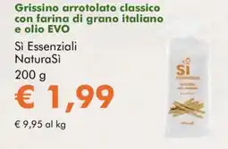 NaturaSì Grissino arrotolato classico con farina di grano italiano e olio EVO Sì Essenziali NaturaSì offerta