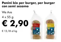 NaturaSì Panini bio per burger, per burger con semi sesamo We Are offerta