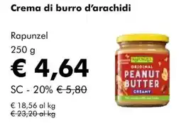 NaturaSì Crema di burro d'arachidi Rapunzel offerta