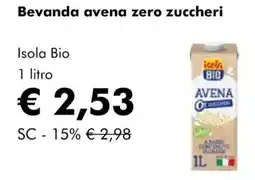 NaturaSì Bevanda avena zero zuccheri Isola Bio offerta