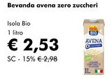 NaturaSì Bevanda avena zero zuccheri Isola Bio offerta