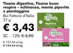 NaturaSì Tisana digestiva, Tisana buon respiro - echinacea, menta piperita e piantaggine Bio Fattorie d'Italia offerta