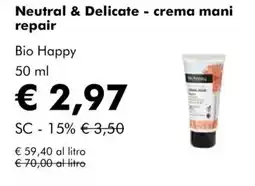NaturaSì Neutral & Delicate crema mani repair Bio Happy offerta