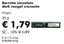 NaturaSì Barretta cioccolato dark nougat croccante Vivani offerta