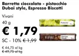 NaturaSì Barretta cioccolato - pistacchio Dubai style, Espresso Biscotti Vivani offerta