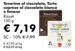 NaturaSì Tenerina al cioccolato, Torta caprese al cioccolato bianco e limone Rizzati offerta