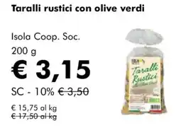 NaturaSì Taralli rustici con olive verdi Isola Coop. Soc. offerta