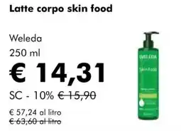 NaturaSì Latte corpo skin food Weleda offerta