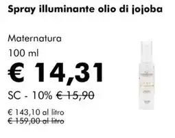 NaturaSì Spray illuminante olio di jojoba Maternatura offerta