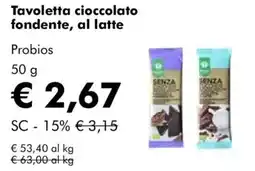 NaturaSì Tavoletta cioccolato fondente, al latte Probios offerta