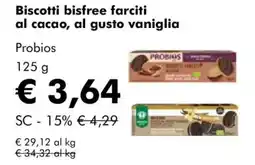 NaturaSì Biscotti bisfree farciti al cacao, al gusto vaniglia Probios offerta