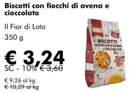 NaturaSì Biscotti con fiocchi di avena e cioccolato Il Fior di Loto offerta