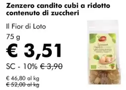 NaturaSì Zenzero candito cubi a ridotto contenuto di zuccheri Il Fior di Loto offerta