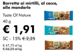 NaturaSì Barretta ai mirtilli, al cocco, alle mandorle Taste Of Nature offerta