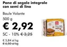 NaturaSì Pane di segale integrale con semi di lino Baule Volante offerta