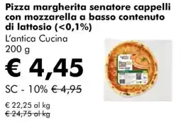 NaturaSì Pizza margherita senatore cappelli con mozzarella a basso contenuto di lattosio (<0,1%) L'antica Cucina offerta