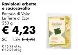 NaturaSì Ravioloni erbette e caciocavallo Fattoria di Vaira Le Terre di Ecor offerta