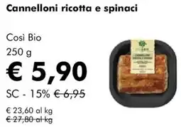 NaturaSì Cannelloni ricotta e spinaci Così Bio offerta