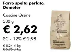 NaturaSì Farro spelta perlato, Demeter Cascine Orsine offerta